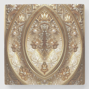 Dessous-de-verre En Pierre Dessous de verre en pierre à cadre doré orné