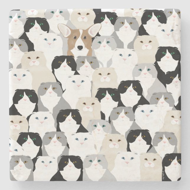 Dessous-de-verre En Pierre Dessous de verre en pierre de chats et de chiens (Devant)