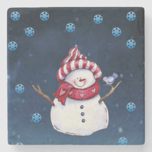 Dessous-de-verre En Pierre Dessous de verre en pierre de marbre de Noël, Snow
