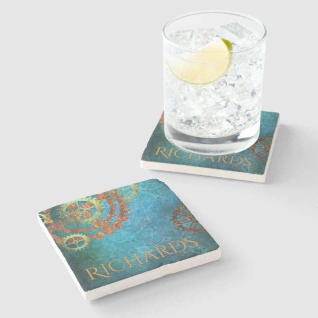 Dessous-de-verre En Pierre Dessous de verre en pierre de Steampunk rouille (Côté)