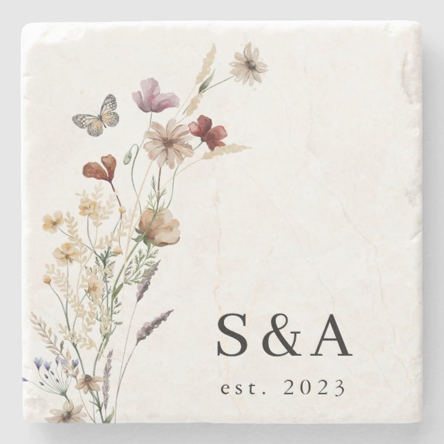 Dessous-de-verre En Pierre Dessous de verre mariage monogramme (Devant)