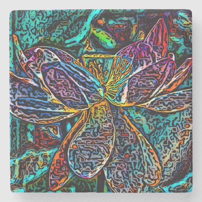 Dessous-de-verre En Pierre Dessous de verre "Midnight Blossom" (Devant)