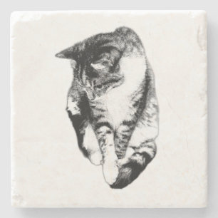 Dessous-de-verre En Pierre Dessous de verre monochrome Tabby Cat