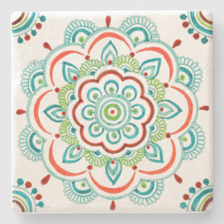 Dessous-de-verre En Pierre Dessous de verre oranges de conception de mandala