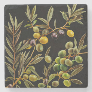 Dessous-de-verre En Pierre Dessous de verre stylés à branches d'olivier