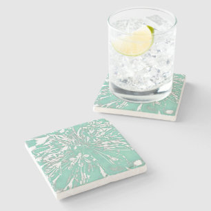 Dessous-de-verre En Pierre Dessous de verre turquoise en pierre de pivoine
