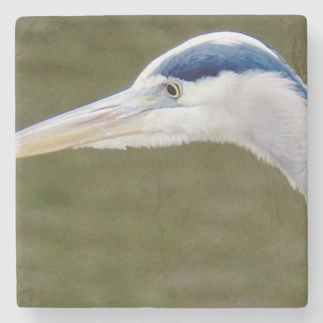 Dessous-de-verre En Pierre Détail bleu de héron (Devant)