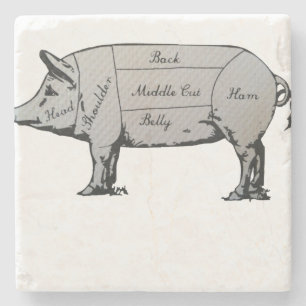 Dessous-de-verre En Pierre Diagramme de cochon du boucher