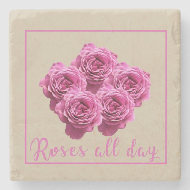 Dessous-de-verre En Pierre Dictons drôles sur les roses (Devant)