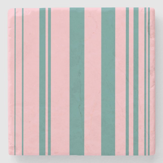 Dessous-de-verre En Pierre Diverses bandes/roses et Turquoises (Devant)