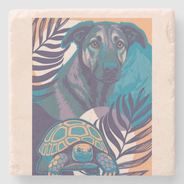 Dessous-de-verre En Pierre dog tortoise coaster (Devant)