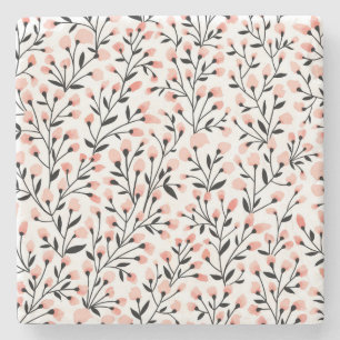 Dessous-de-verre En Pierre Doodle Flowers : Coral Floral sans joint.
