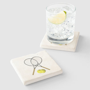 Dessous-de-verre En Pierre Double Tennis Sport Thème