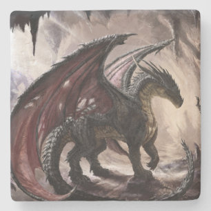 Dessous-de-verre En Pierre Dragon Dans La Grotte