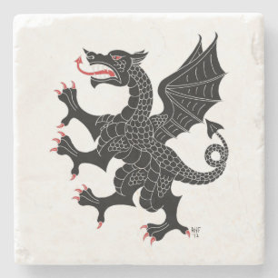 Dessous-de-verre En Pierre Dragon Rampant Sable