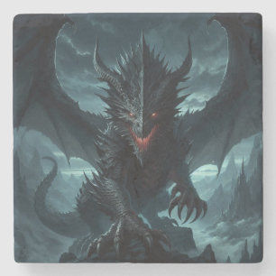 Dessous-de-verre En Pierre Dragon sombre et médiéval