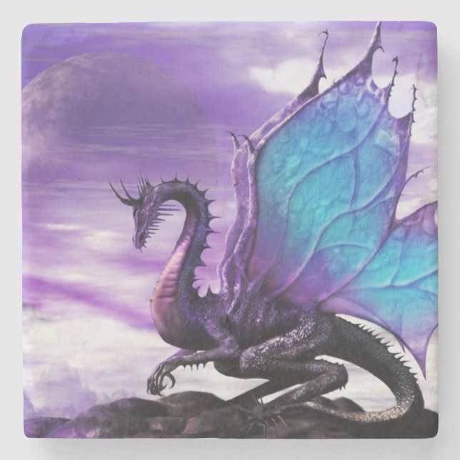 Dessous-de-verre En Pierre Dragon violet (Devant)