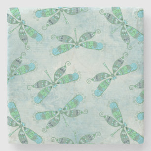 Dessous-de-verre En Pierre Dragonflies Boho en bleu