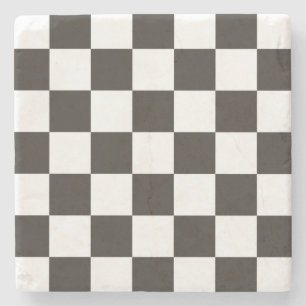 Dessous-de-verre En Pierre Drapeau À damiers (noir et blanc) (Motif du vérifi