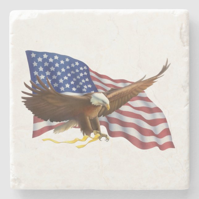 Dessous-de-verre En Pierre Drapeau américain et Eagle (Devant)