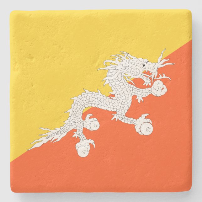 Dessous-de-verre En Pierre Drapeau bhoutanais (Bhoutan) (Dragon tonnerre) (Devant)