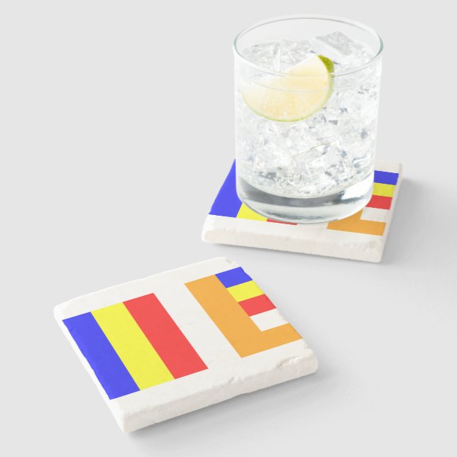 Dessous-de-verre En Pierre Drapeau bouddhiste (Côté)