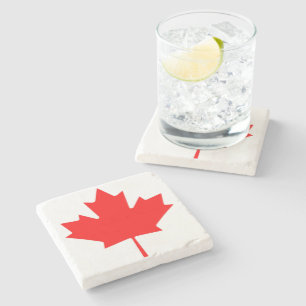 Dessous-de-verre En Pierre Drapeau canadien Côte de pierre de feuille d'érabl