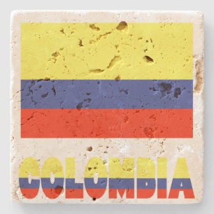 Dessous-de-verre En Pierre Drapeau colombien et Colombie