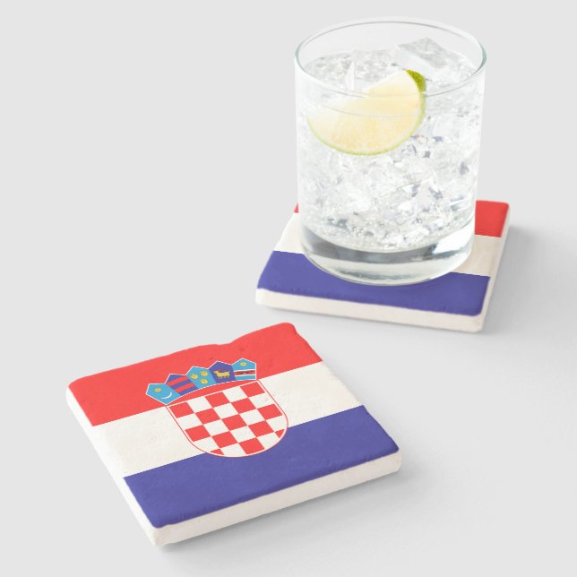 Dessous-de-verre En Pierre Drapeau de Croatie (Côté)