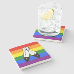 Dessous-de-verre En Pierre Drapeau de fierté bispirituel de SlipperyJoe's sym