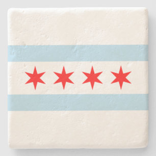 Dessous-de-verre En Pierre Drapeau de la ville de Chicago (Illinois)
