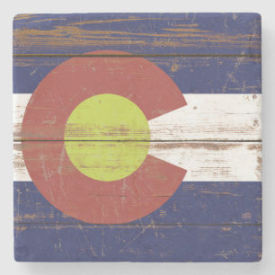 Dessous-de-verre En Pierre Drapeau de l'État du Colorado en bois