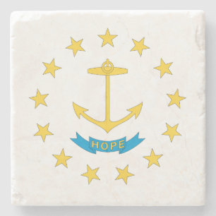 DESSOUS-DE-VERRE EN PIERRE DRAPEAU D'ÎLE DE RHODE