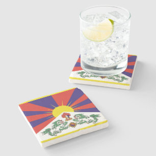 Dessous-de-verre En Pierre Drapeau du Tibet - Drapeau du lion des neiges