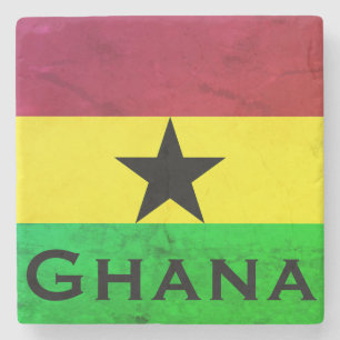 Dessous-de-verre En Pierre Drapeau Ghana (Afrique de l'Ouest)