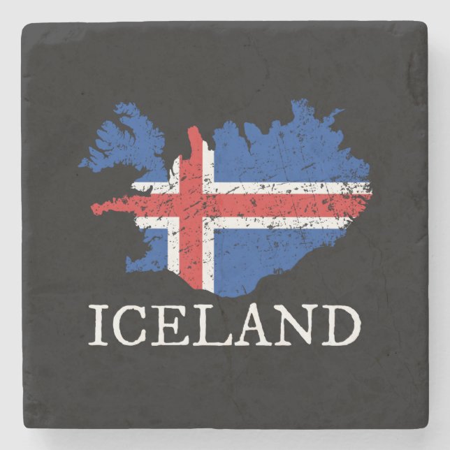 Dessous-de-verre En Pierre Drapeau Islande (Devant)