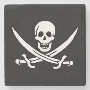 Dessous-de-verre En Pierre Drapeau pirate crâne épées croisées