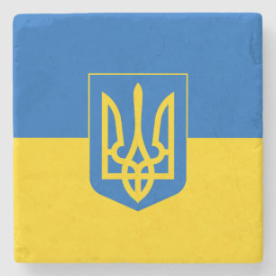 Dessous-de-verre En Pierre Drapeau ukrainien avec armoiries