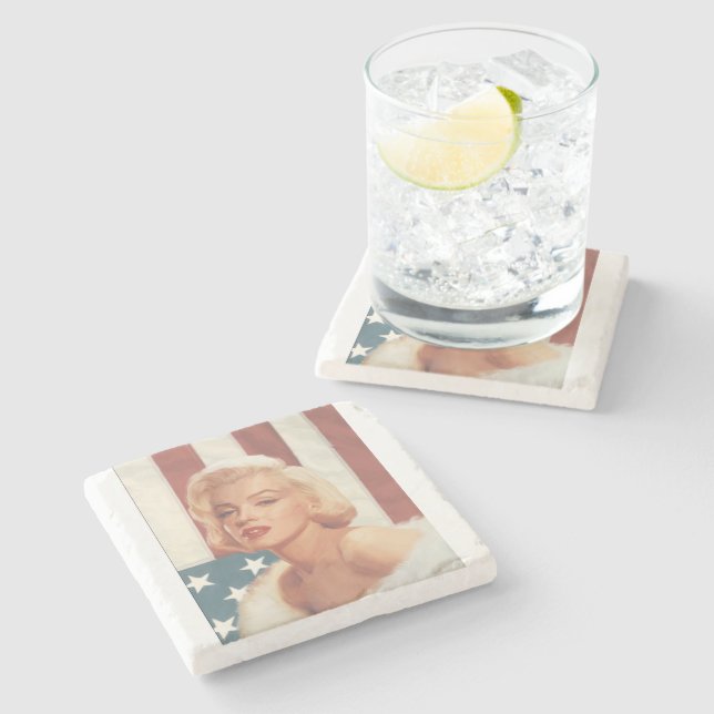 Dessous-de-verre En Pierre Drapeau ZAZZ de CC15 Marilyn (Côté)