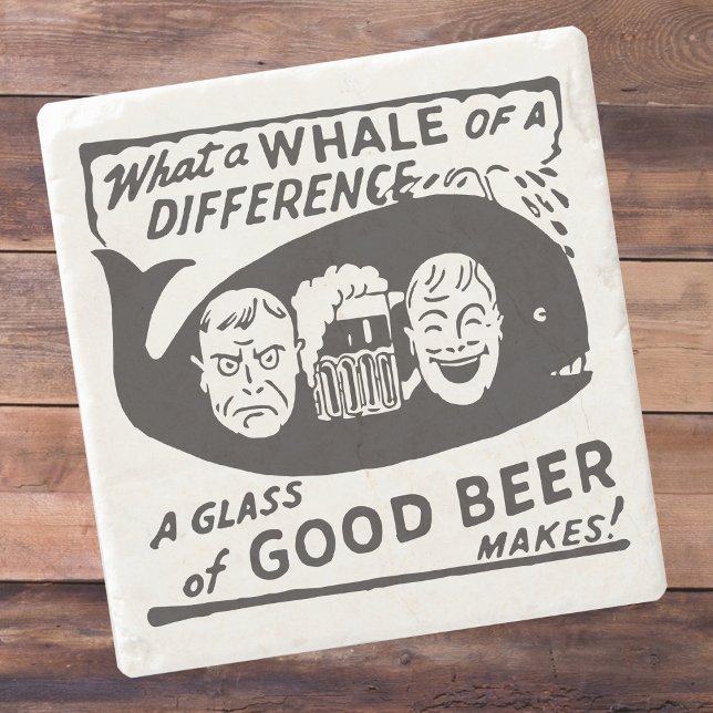 Dessous-de-verre En Pierre Drôle Cartoon de bière rétro (Créateur téléchargé)