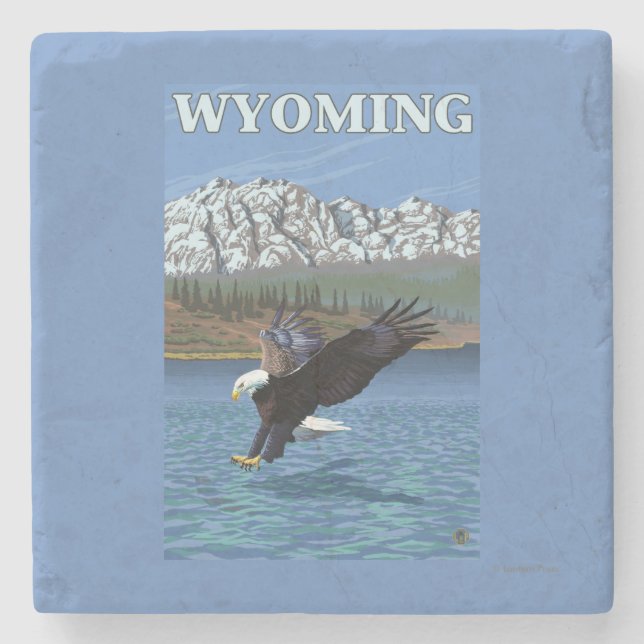 Dessous-de-verre En Pierre Eagle chauve plongeant - le Wyoming (Devant)