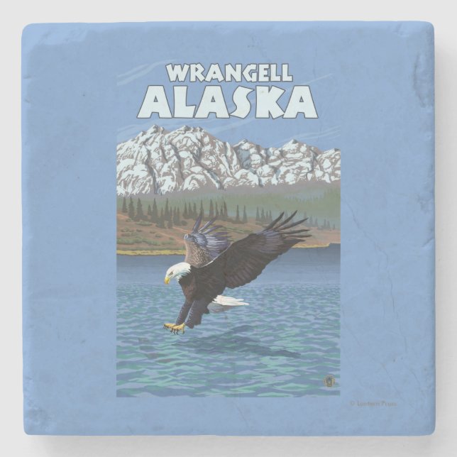 Dessous-de-verre En Pierre Eagle chauve plongeant - Wrangell, Alaska (Devant)