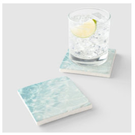 Dessous-de-verre En Pierre Eau d'océan abstraite personnalisée avec photo per
