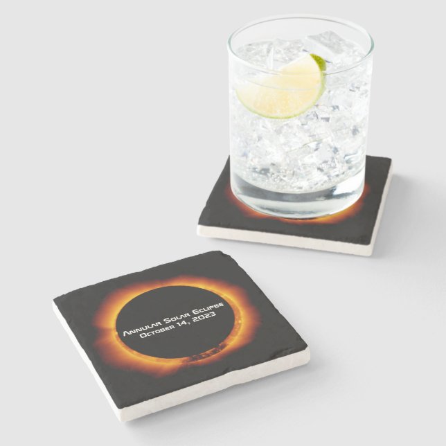 Dessous-de-verre En Pierre Éclipse solaire annuelle 2023 (Côté)