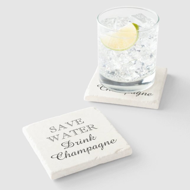 Dessous-de-verre En Pierre Économisez de l'eau Boire Champagne marbre drôle (Côté)