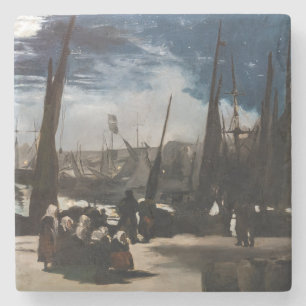 Dessous-de-verre En Pierre Edouard Manet - Le Port de Boulogne au clair de lu