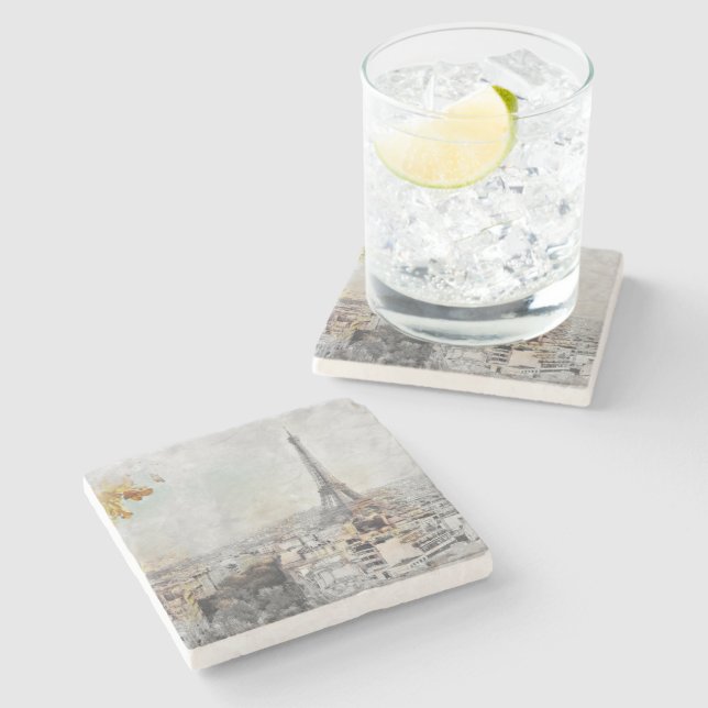 Dessous-de-verre En Pierre Eiffel Tower. Paris, France  (Côté)