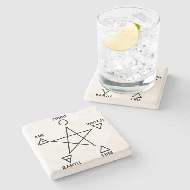 Dessous-de-verre En Pierre Élastre en calcaire du pentacle élémentaire Wiccan (Côté)