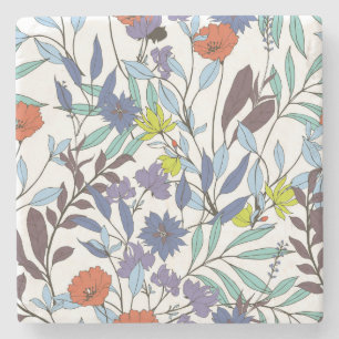 Dessous-de-verre En Pierre Élégance florale, Arrière - plan Vintage Abstrait.