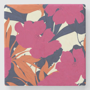 Dessous-de-verre En Pierre Élégance florale : motif abstrait